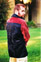 Silk tapestry coat with suede yoke and sleeves