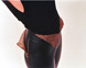 Black Suede top and black leather pants with leopard suede lining.